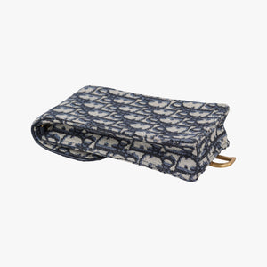 Pre-owned Christian Dior Saddle Phone holder Navy jacquard×Leather  shoulderbag | stylenewstar