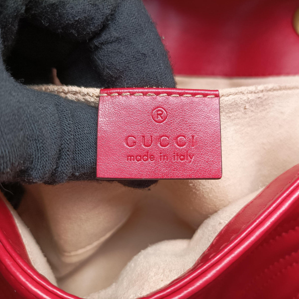 Pre-owned Gucci GG Marmont Red Leather 446744 shoulderbag | stylenewstar