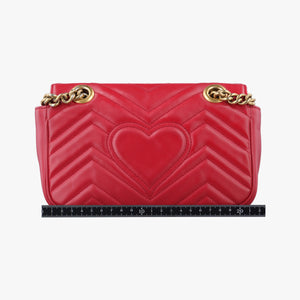 Pre-owned Gucci GG Marmont Red Leather 446744 shoulderbag | stylenewstar