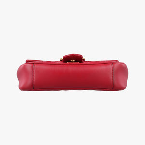 Pre-owned Gucci GG Marmont Red Leather 446744 shoulderbag | stylenewstar