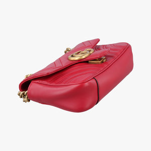 Pre-owned Gucci GG Marmont Red Leather 446744 shoulderbag | stylenewstar