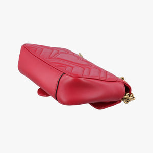 Pre-owned Gucci GG Marmont Red Leather 446744 shoulderbag | stylenewstar