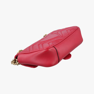 Pre-owned Gucci GG Marmont Red Leather 446744 shoulderbag | stylenewstar