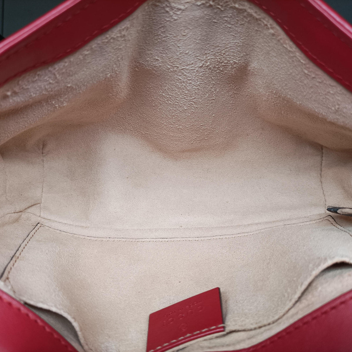 Pre-owned Gucci GG Marmont Red Leather 446744 shoulderbag | stylenewstar