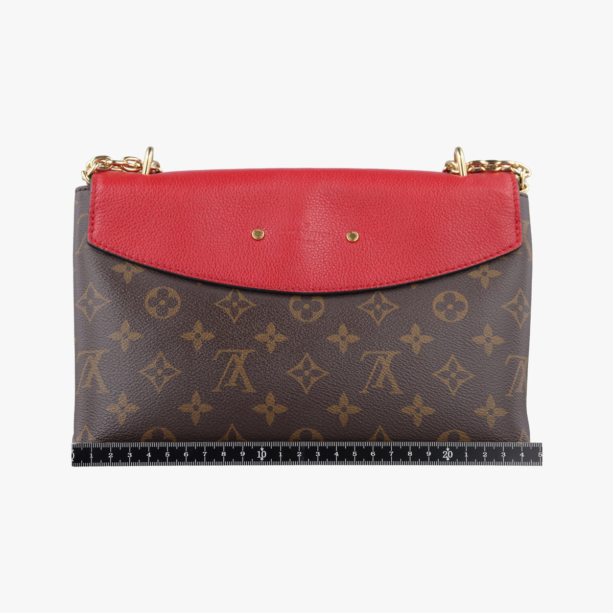 Secondhand Louis Vuitton SAINT PLACIDE brown×CERISE Monogram Canvas×calf leather M43713 shoulderbag | stylenewstar