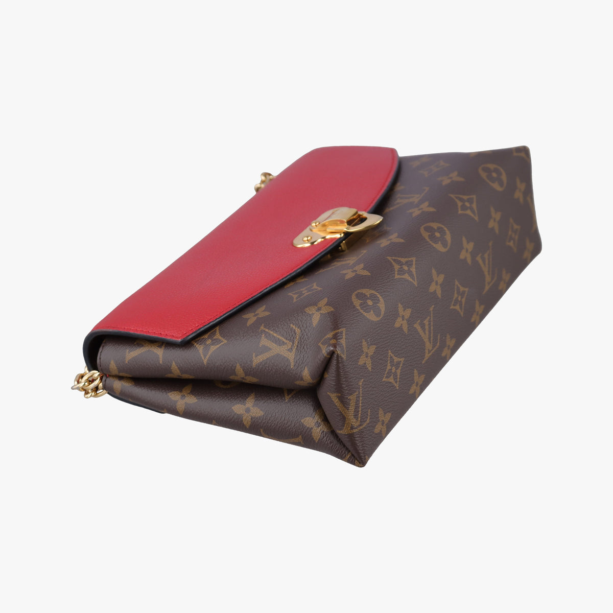 Secondhand Louis Vuitton SAINT PLACIDE brown×CERISE Monogram Canvas×calf leather M43713 shoulderbag | stylenewstar