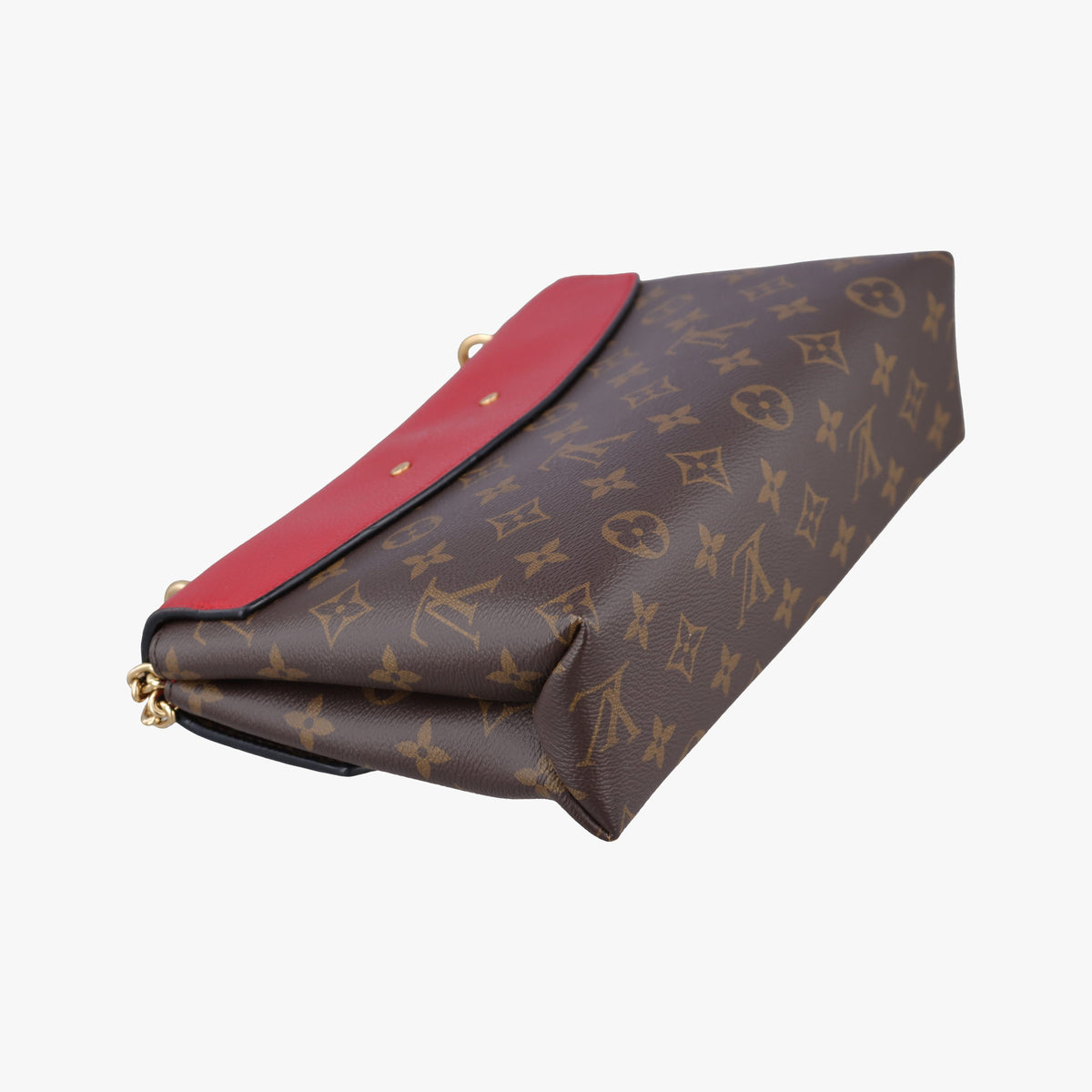 Secondhand Louis Vuitton SAINT PLACIDE brown×CERISE Monogram Canvas×calf leather M43713 shoulderbag | stylenewstar