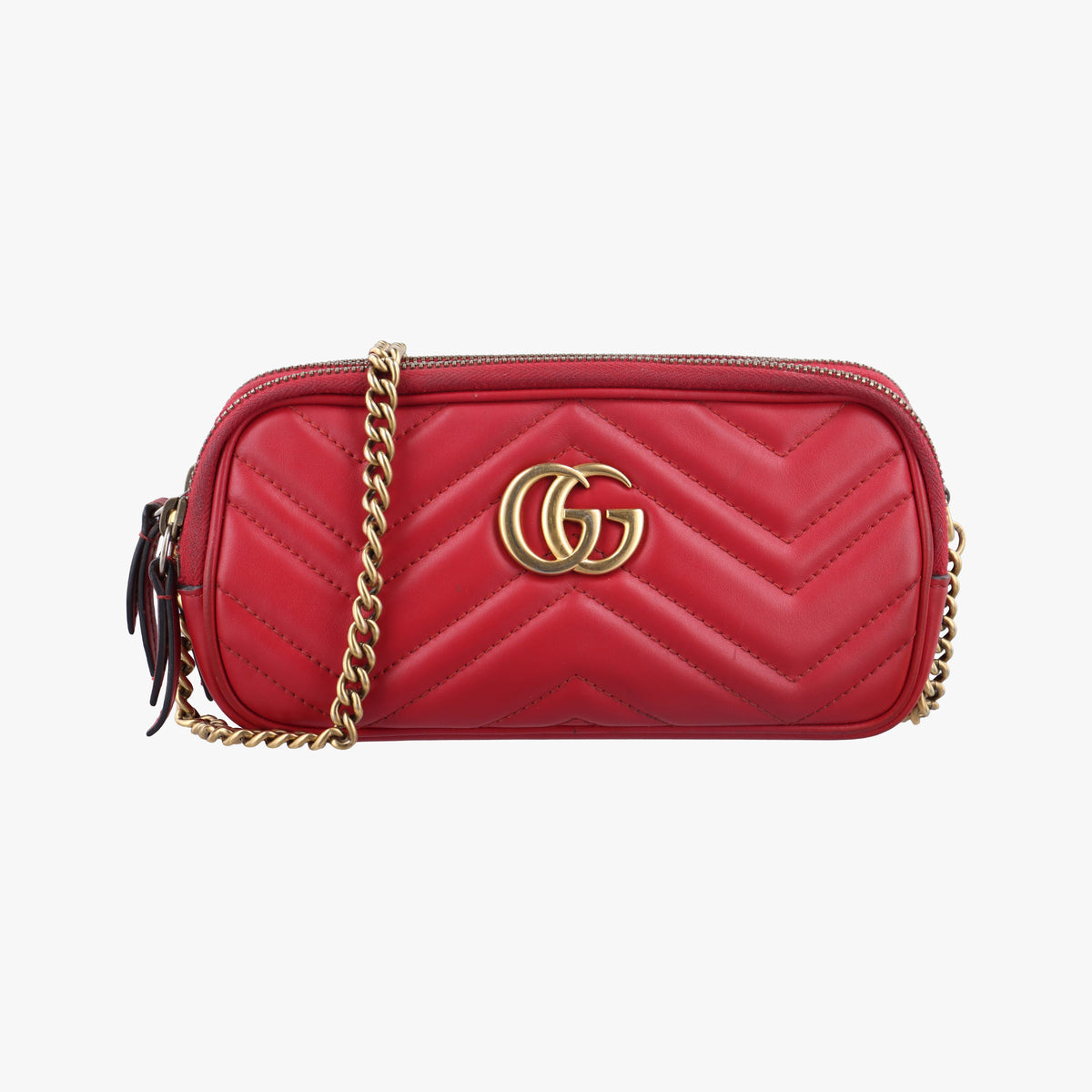 Secondhand Gucci GG Marmont Red Leather 546581 shoulderbag | stylenewstar