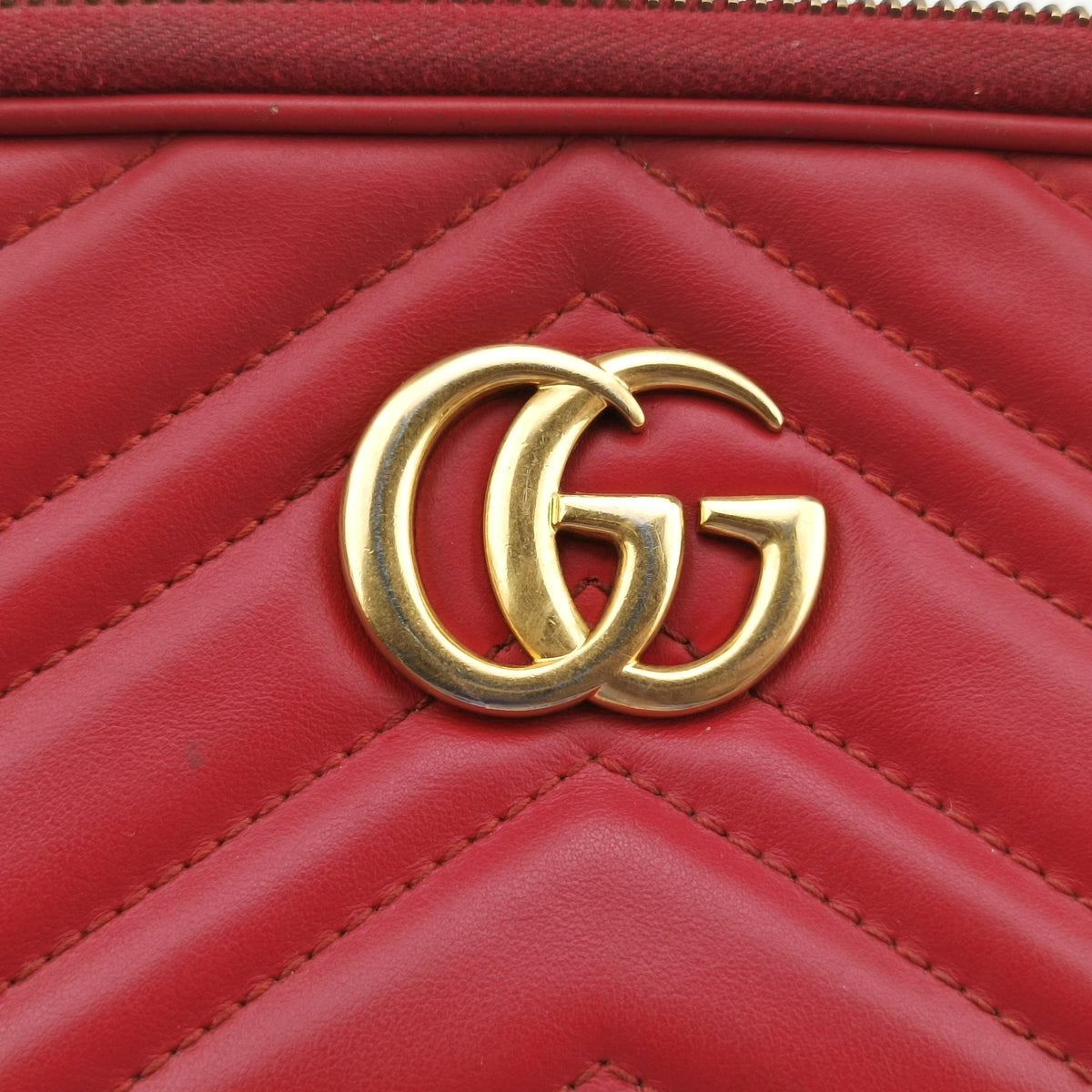 Secondhand Gucci GG Marmont Red Leather 546581 shoulderbag | stylenewstar