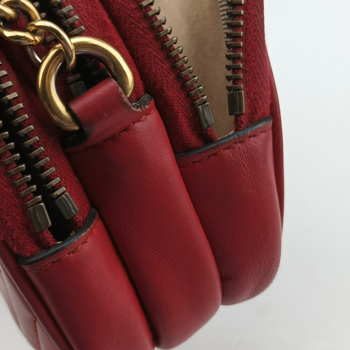 Secondhand Gucci GG Marmont Red Leather 546581 shoulderbag | stylenewstar