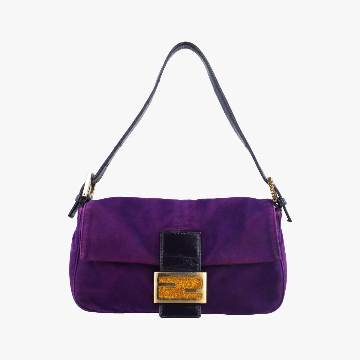 Pre-owned Fendi Baguette Purple suede 8BR638 handbag | stylenewstar