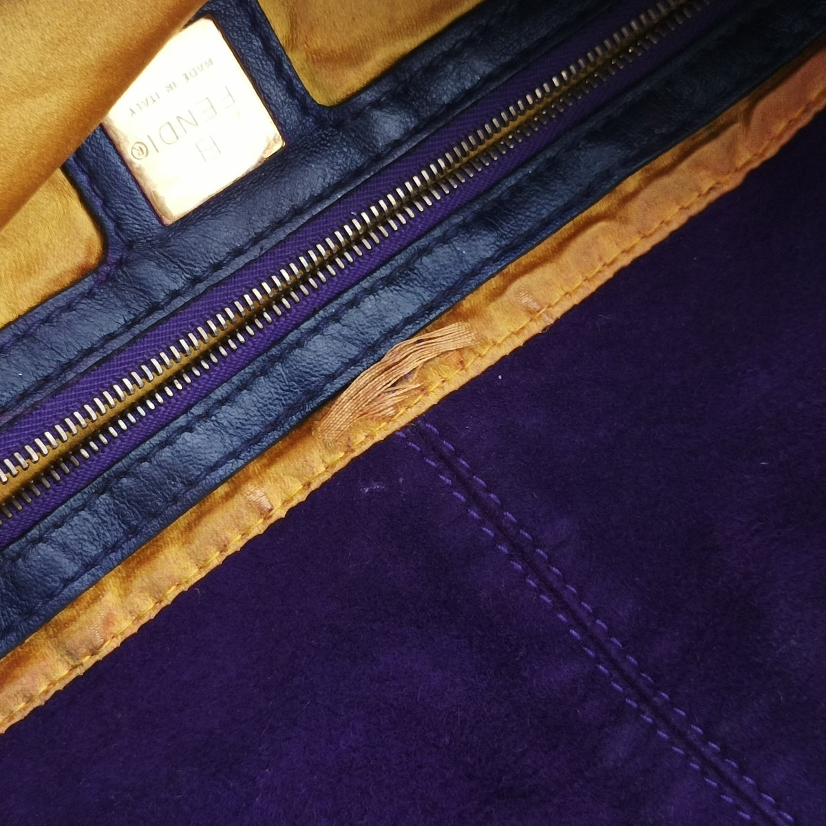 Pre-owned Fendi Baguette Purple suede 8BR638 handbag | stylenewstar