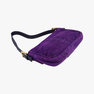 Pre-owned Fendi Baguette Purple suede 8BR638 handbag | stylenewstar