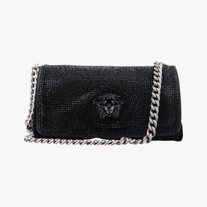 Pre-owned VERSACE medusa Black Suede  shoulderbag | stylenewstar