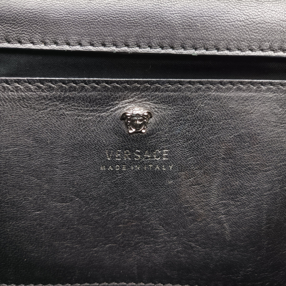 Pre-owned VERSACE medusa Black Suede  shoulderbag | stylenewstar