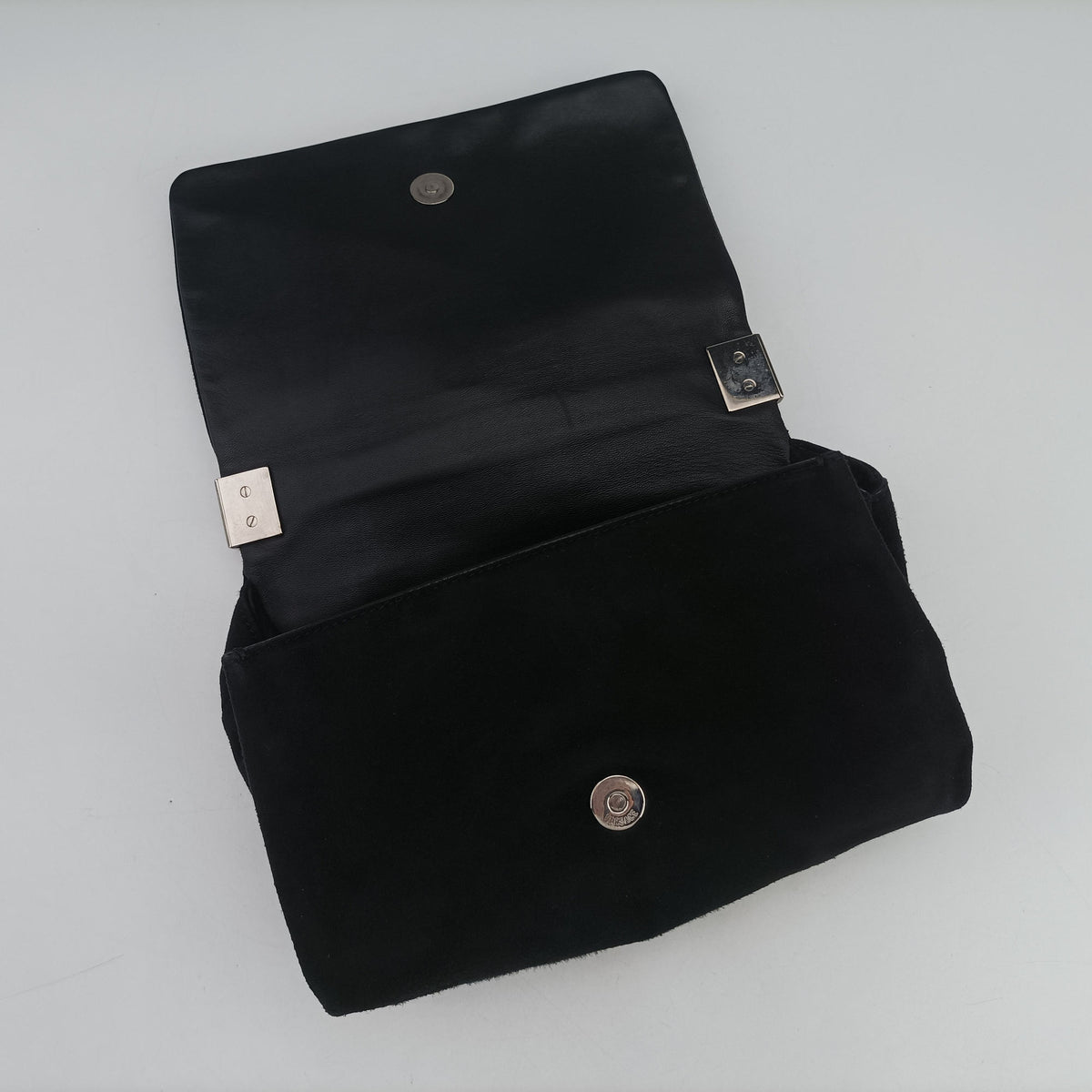 Pre-owned VERSACE medusa Black Suede  shoulderbag | stylenewstar
