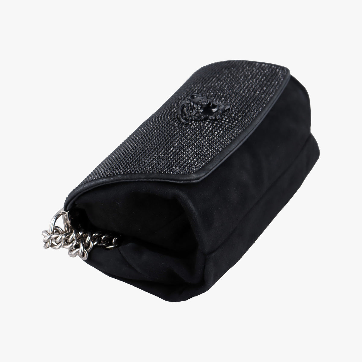 Pre-owned VERSACE medusa Black Suede  shoulderbag | stylenewstar