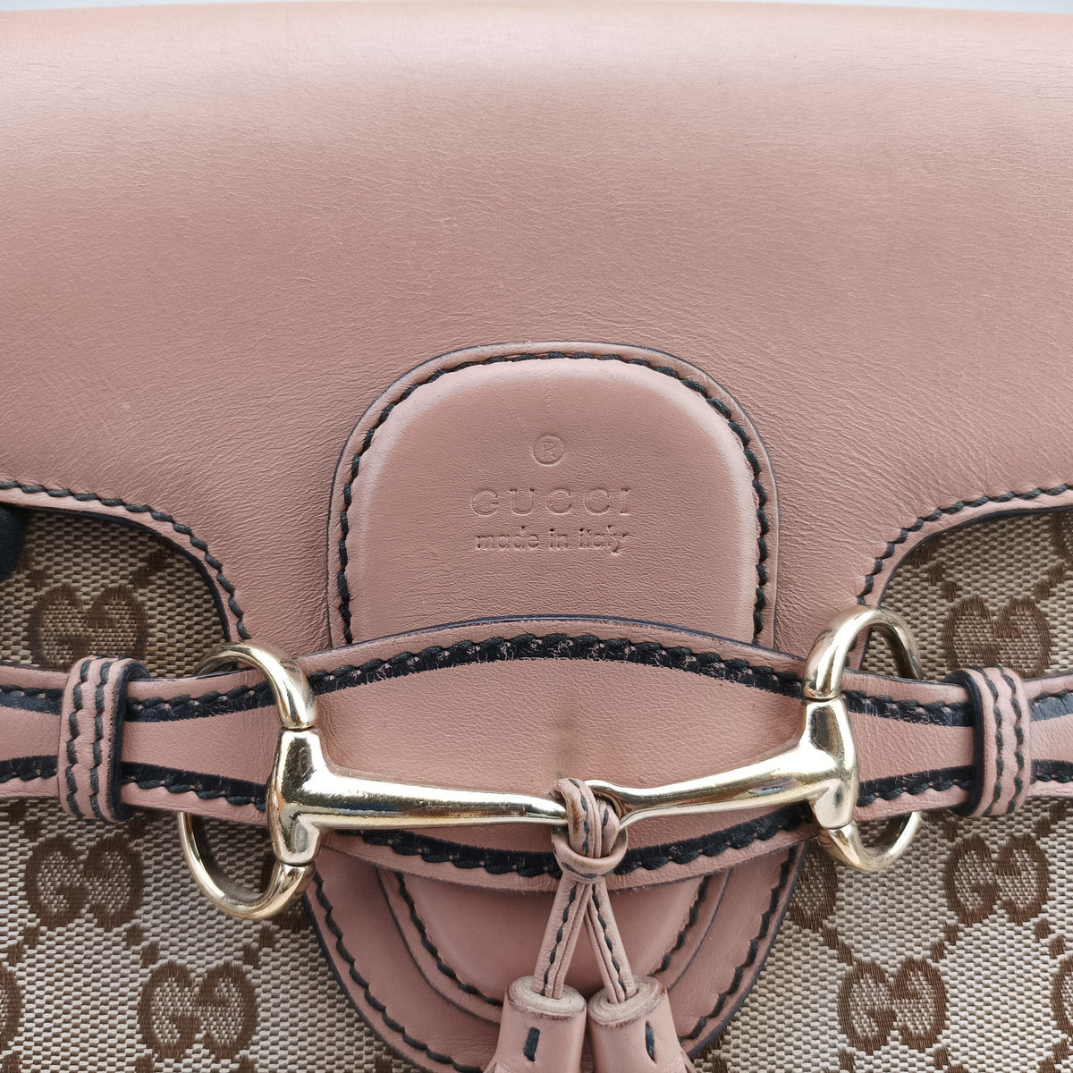 Pre-owned Gucci Emily Brown×Pink canvas×leather 295403 shoulderbag | stylenewstar