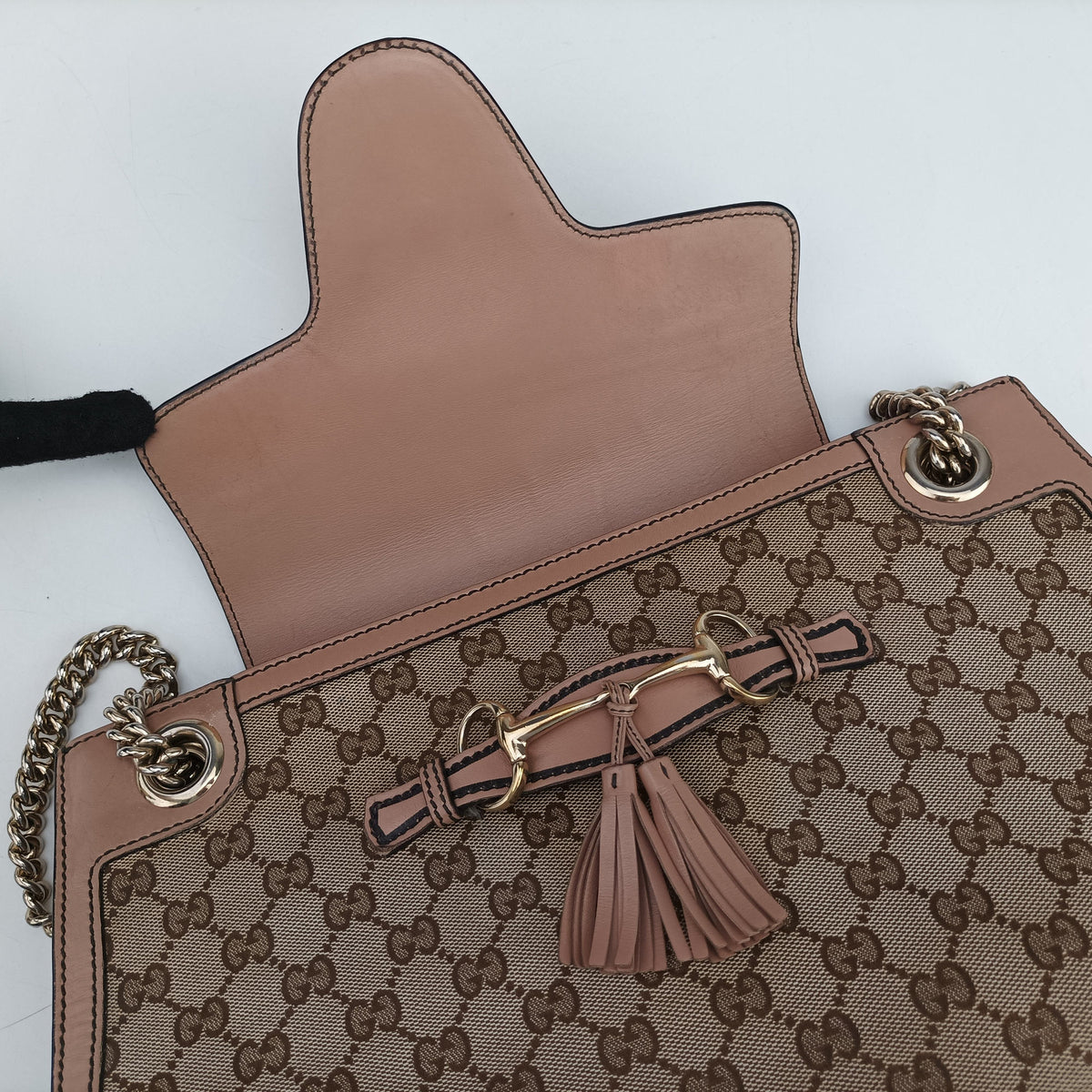 Pre-owned Gucci Emily Brown×Pink canvas×leather 295403 shoulderbag | stylenewstar
