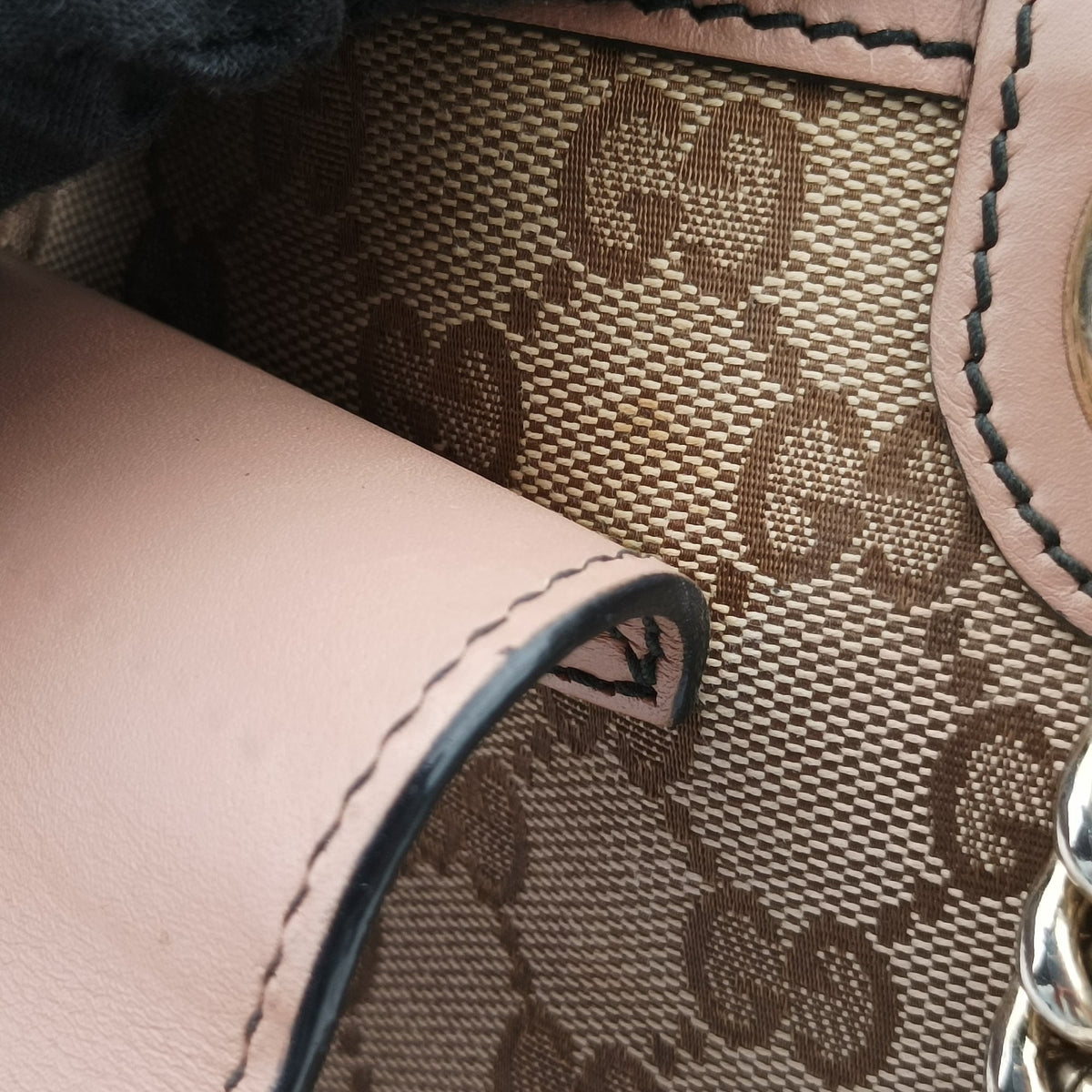 Pre-owned Gucci Emily Brown×Pink canvas×leather 295403 shoulderbag | stylenewstar