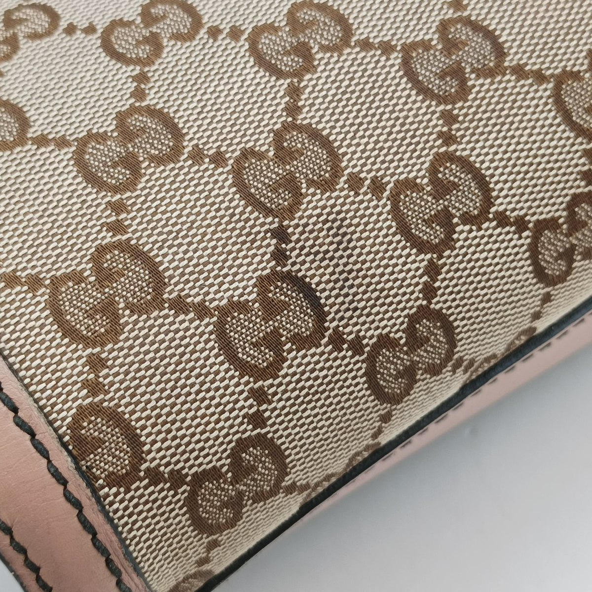 Pre-owned Gucci Emily Brown×Pink canvas×leather 295403 shoulderbag | stylenewstar