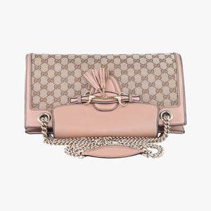 Pre-owned Gucci Emily Brown×Pink canvas×leather 295403 shoulderbag | stylenewstar