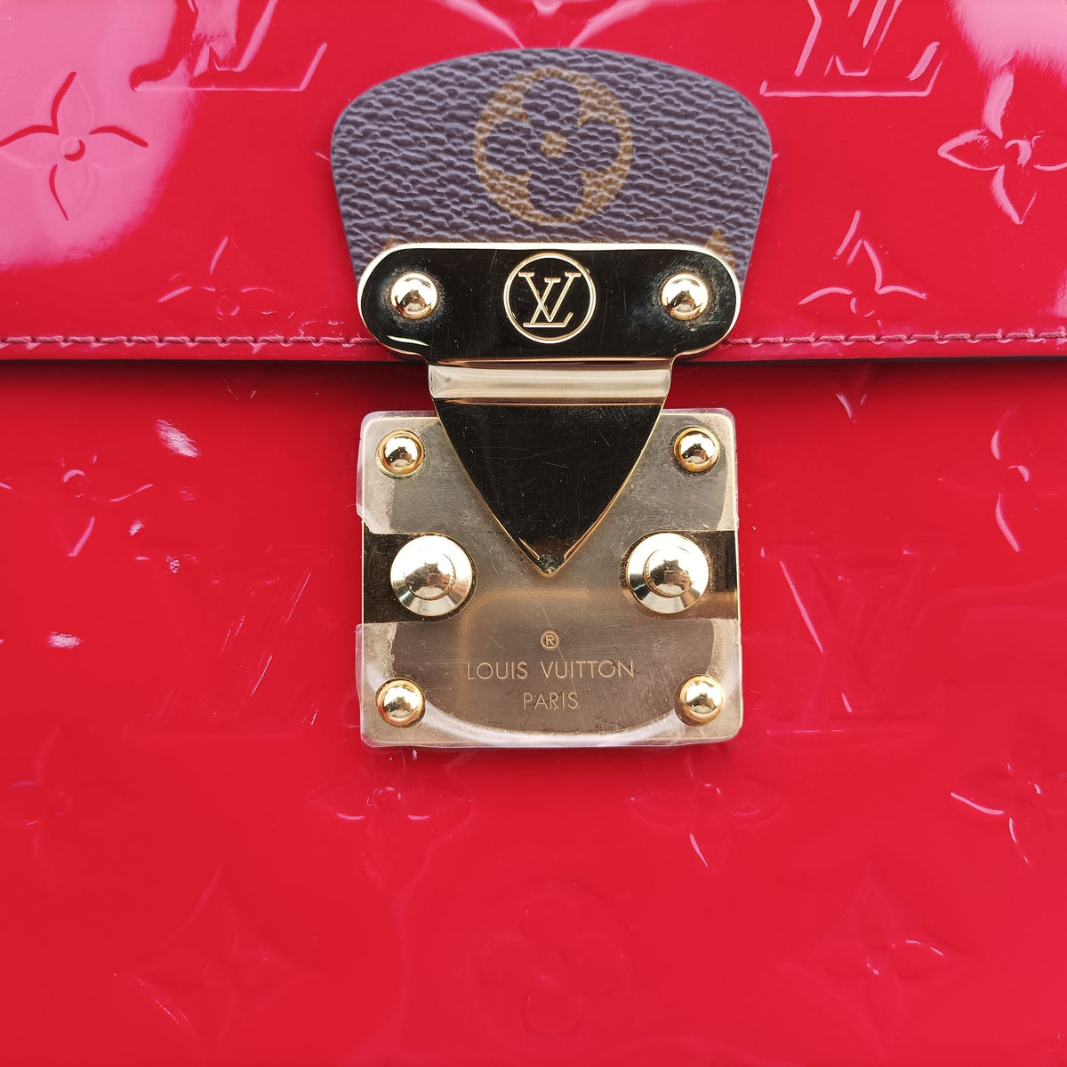 Pre-owned Louis Vuitton Spring street PM Scarlet Red Vernis×Epir×Monogram Canvas M90505 shoulderbag | stylenewstar