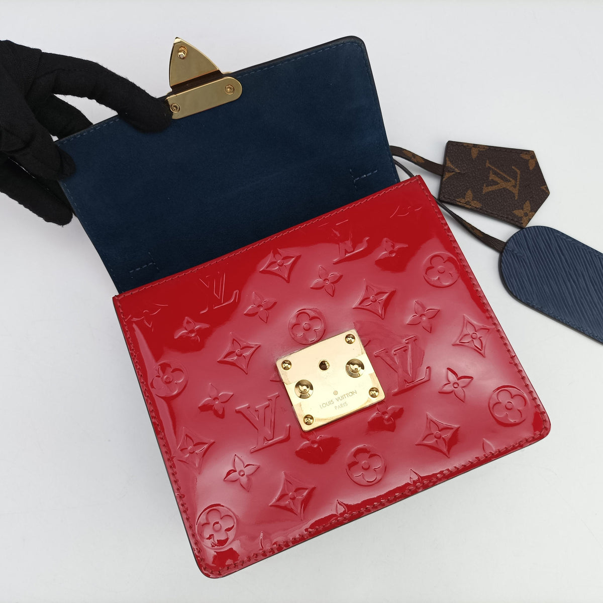Pre-owned Louis Vuitton Spring street PM Scarlet Red Vernis×Epir×Monogram Canvas M90505 shoulderbag | stylenewstar