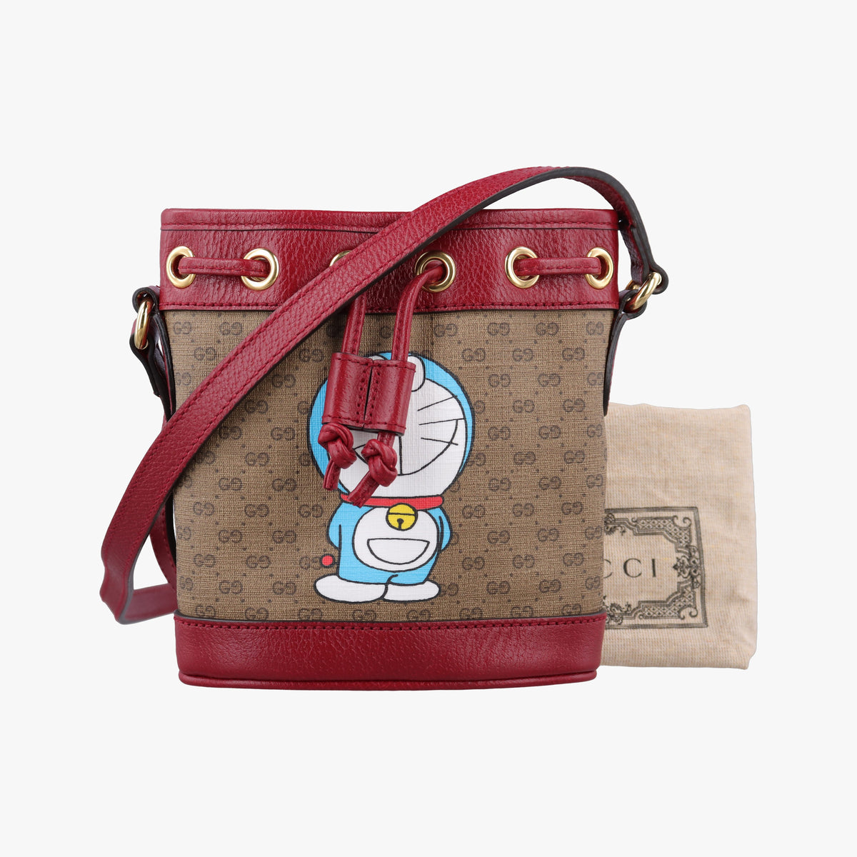 Secondhand Gucci Doraemon collaboration Beige×Bordeaux PVC coated canvas×leather 647801 shoulderbag | stylenewstar