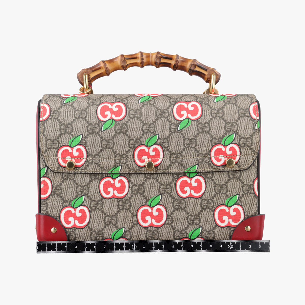 Vintage Gucci GG Apple Padlock Bamboo beige×red×multi PVC coated canvas×Leather 603221 shoulderbag | stylenewstar