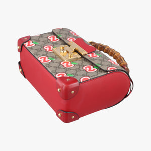 Vintage Gucci GG Apple Padlock Bamboo beige×red×multi PVC coated canvas×Leather 603221 shoulderbag | stylenewstar