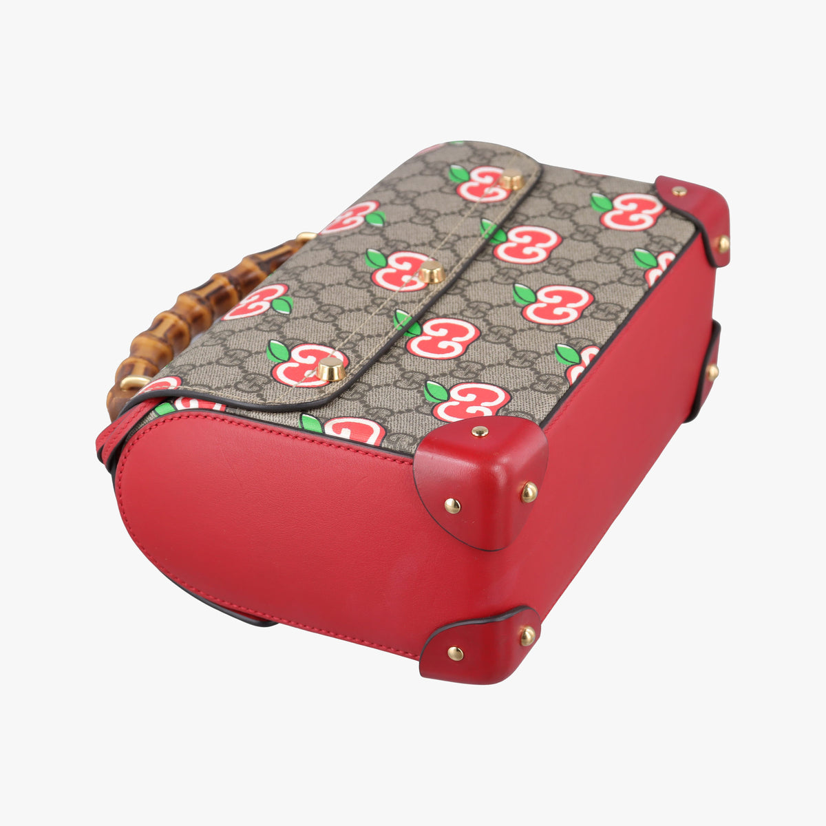 Vintage Gucci GG Apple Padlock Bamboo beige×red×multi PVC coated canvas×Leather 603221 shoulderbag | stylenewstar