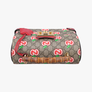 Vintage Gucci GG Apple Padlock Bamboo beige×red×multi PVC coated canvas×Leather 603221 shoulderbag | stylenewstar