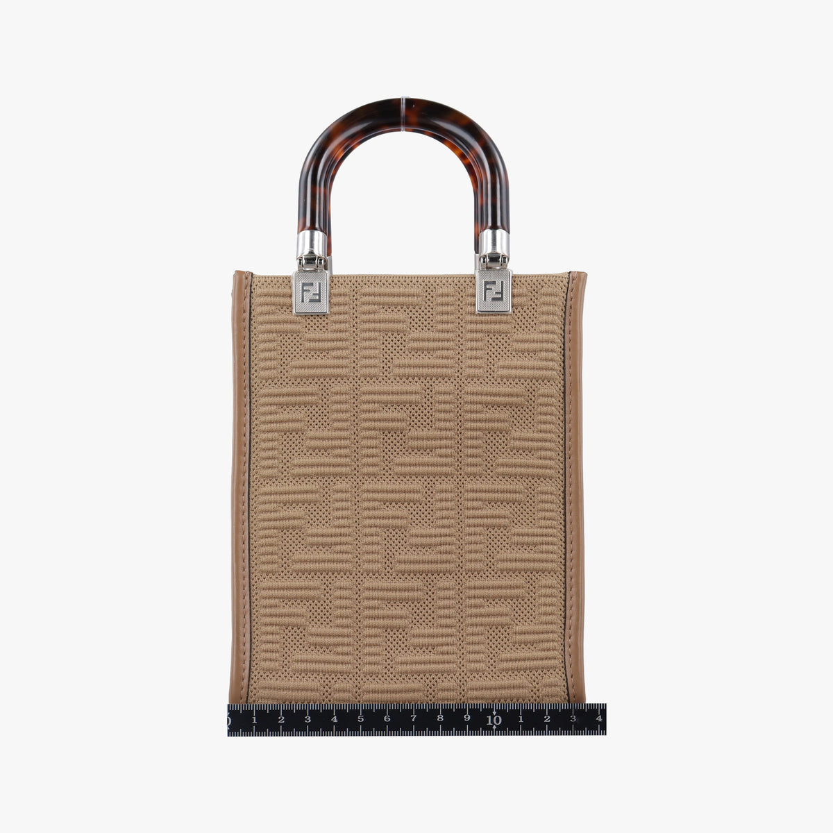 Pre-owned Fendi MINI SUNSHINE SHOPPER Brown canvas×Leather 8BS051 shoulderbag | stylenewstar