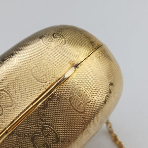 Pre-owned Gucci GG Metal Minaudiere Shell Golden Metal  shoulderbag | stylenewstar