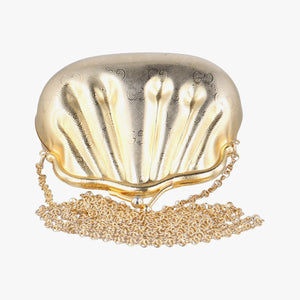 Pre-owned Gucci GG Metal Minaudiere Shell Golden Metal  shoulderbag | stylenewstar