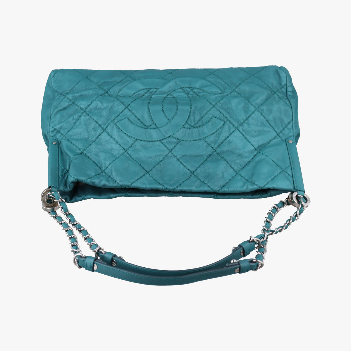 Vintage Chanel CC Soft Hobo Matelasse Blue Leather  handbag | stylenewstar