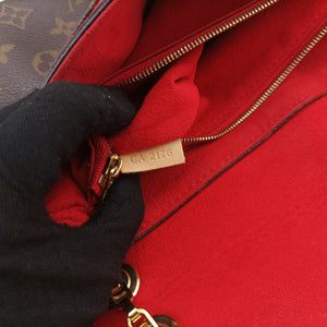 Pre-owned Louis Vuitton Pallas Chain Brown x Cerise Monogram canvas x leather M41201 shoulderbag | stylenewstar