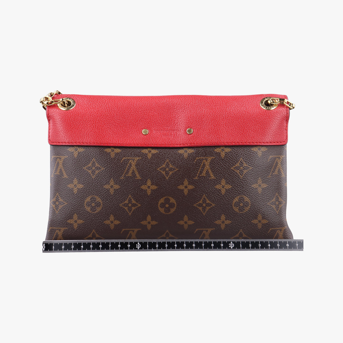 Pre-owned Louis Vuitton Pallas Chain Brown x Cerise Monogram canvas x leather M41201 shoulderbag | stylenewstar