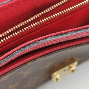 Pre-owned Louis Vuitton Pallas Chain Brown x Cerise Monogram canvas x leather M41201 shoulderbag | stylenewstar