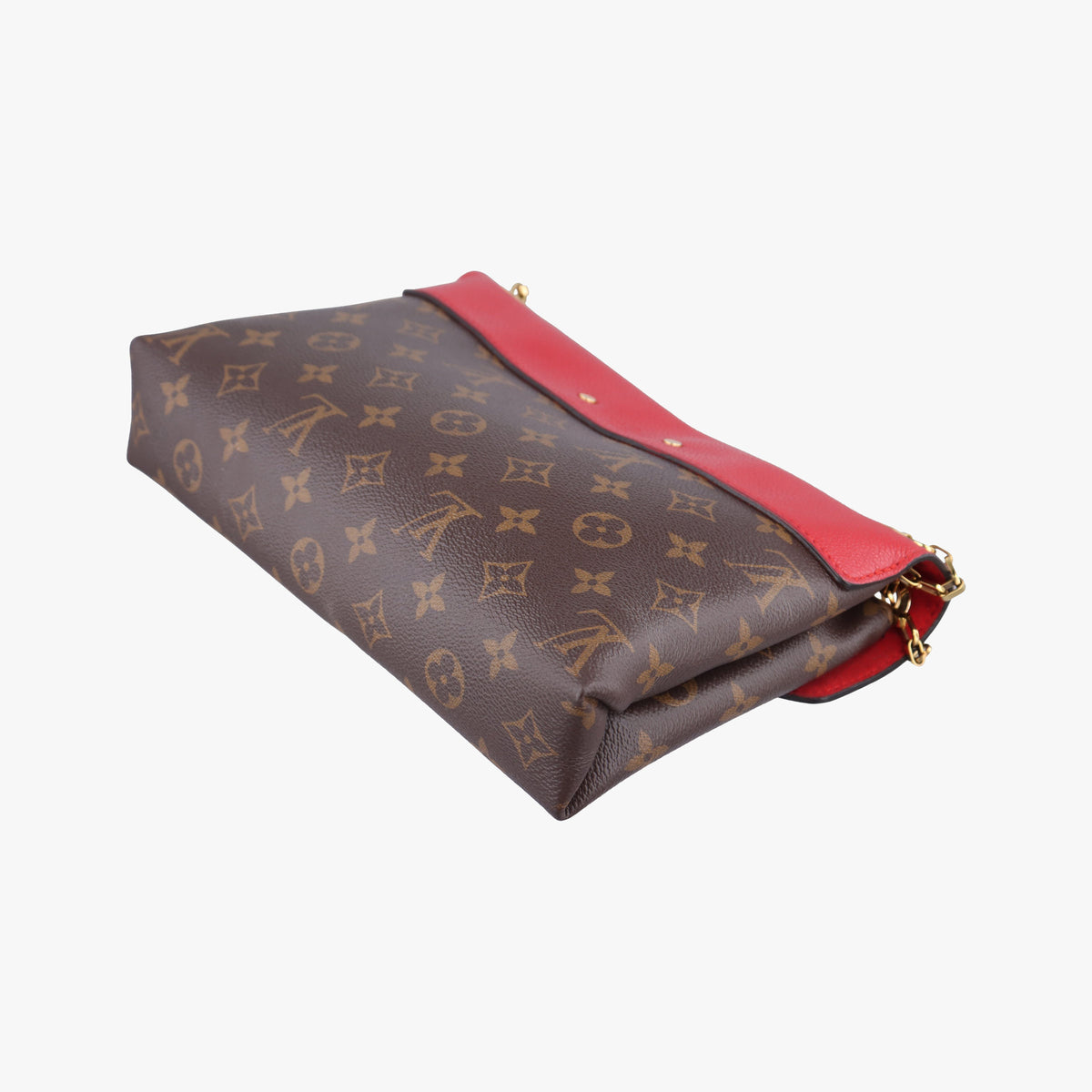 Pre-owned Louis Vuitton Pallas Chain Brown x Cerise Monogram canvas x leather M41201 shoulderbag | stylenewstar