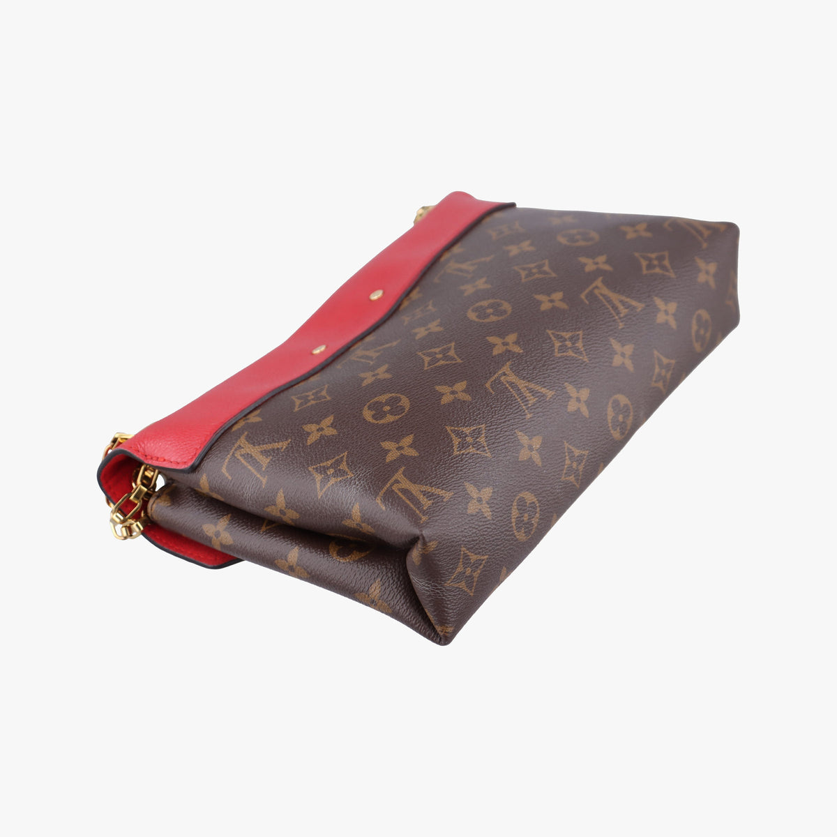 Pre-owned Louis Vuitton Pallas Chain Brown x Cerise Monogram canvas x leather M41201 shoulderbag | stylenewstar
