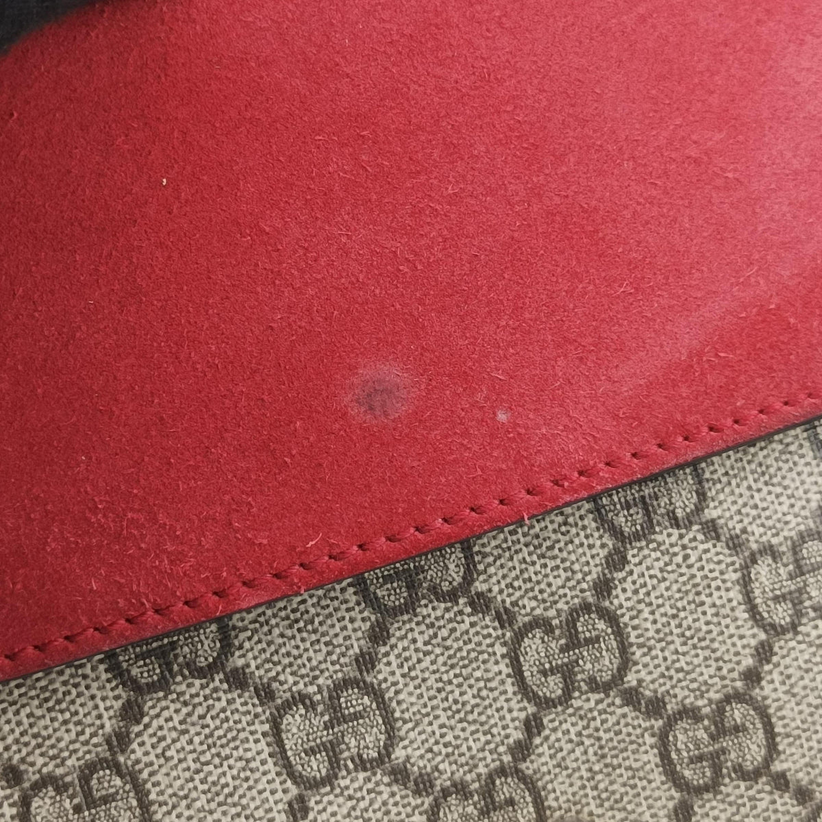 Pre-owned Gucci Dionysus beige×red PVC coated canvas × suede 421970 shoulderbag | stylenewstar