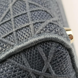 Pre-owned Christian Dior Lady Dior D-lite Blue Jacquard  shoulderbag | stylenewstar