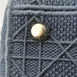 Pre-owned Christian Dior Lady Dior D-lite Blue Jacquard  shoulderbag | stylenewstar