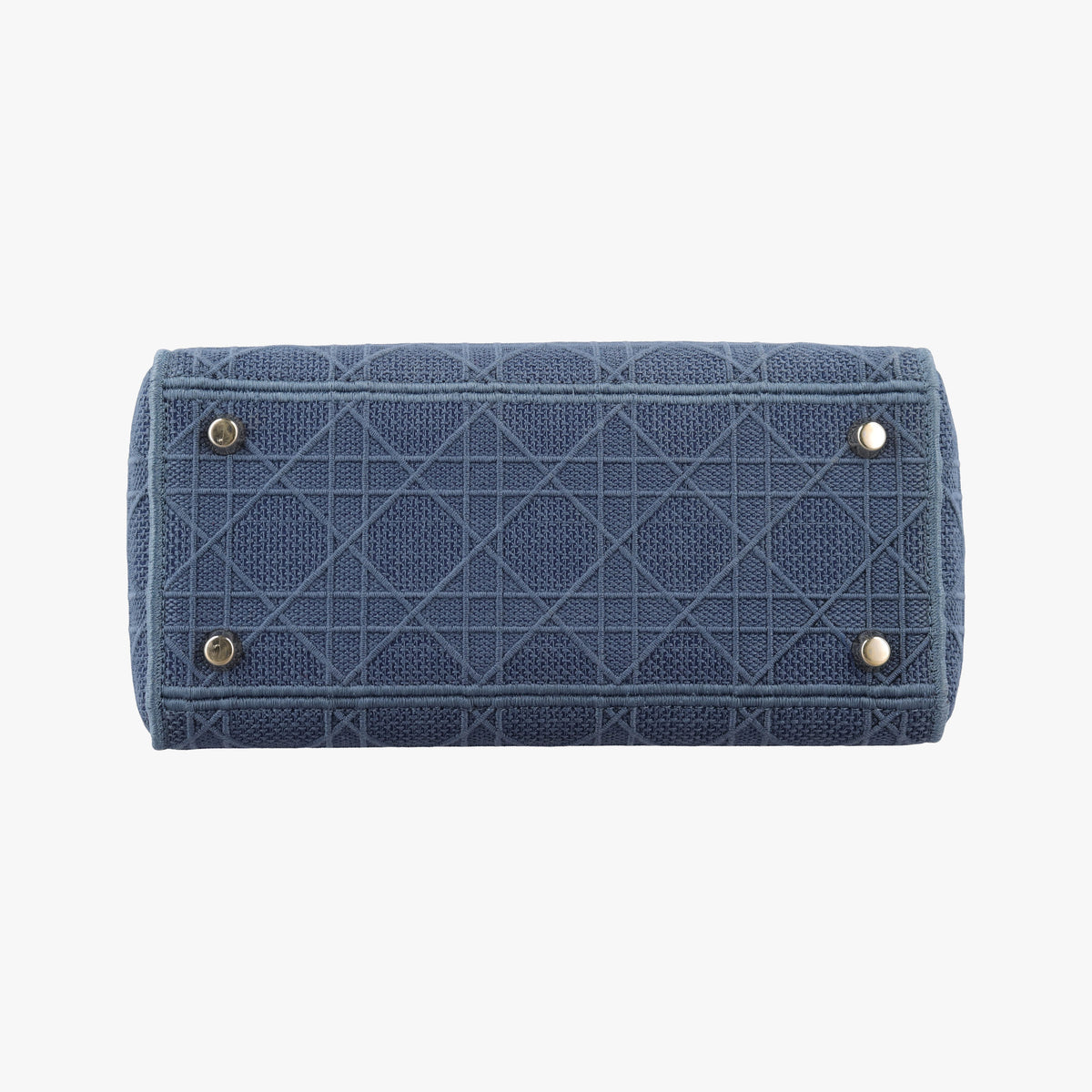 Pre-owned Christian Dior Lady Dior D-lite Blue Jacquard  shoulderbag | stylenewstar