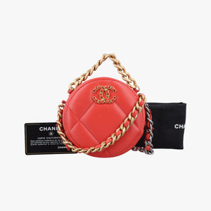 Pre-owned Chanel CHANEL 19 Round Red lambskin AP0945 shoulderbag | stylenewstar