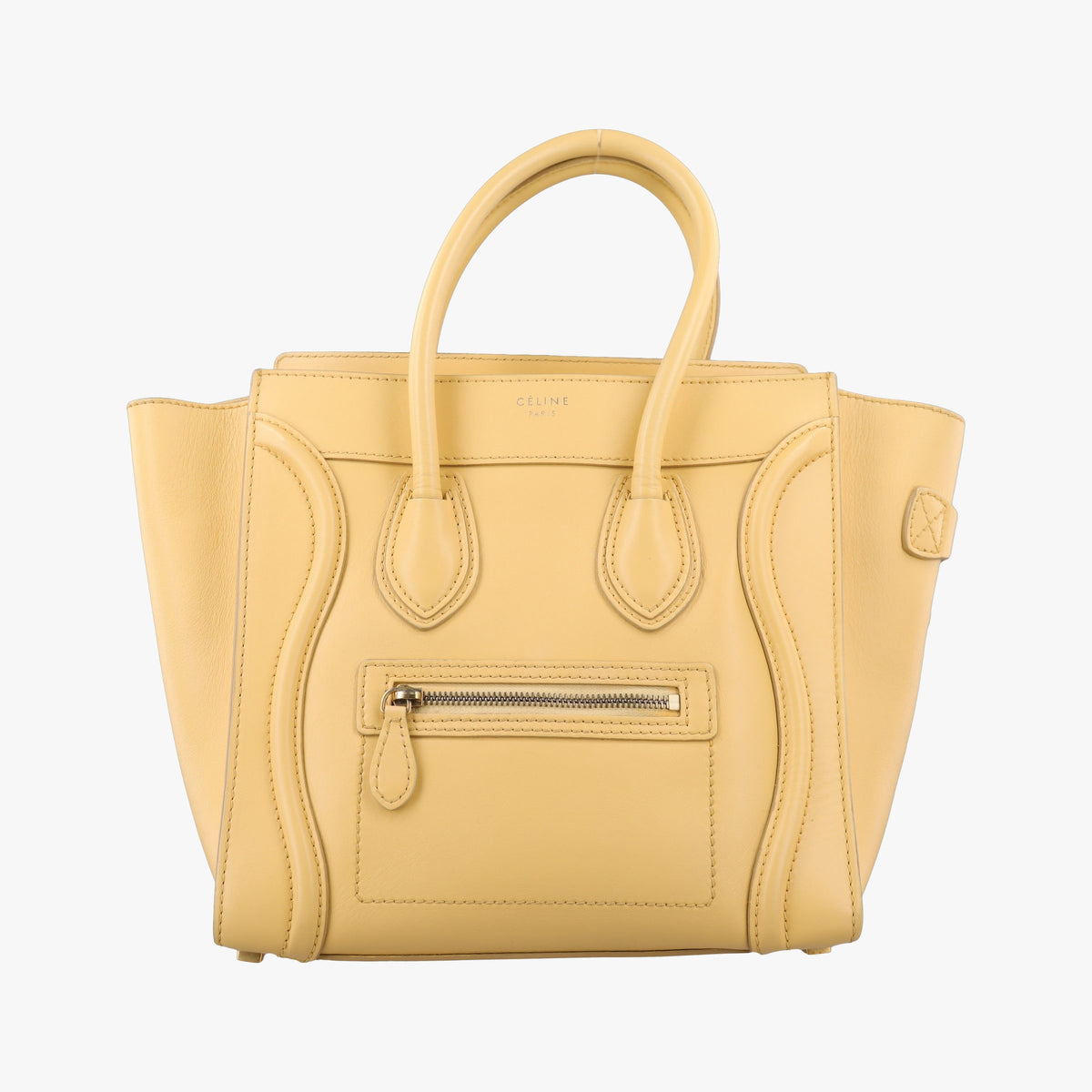 Pre-owned Celine Luggage Micro shopper Yellow Leather  handbag | stylenewstar