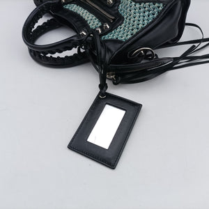 Pre-owned Balenciaga Classic City Black Raffia x Leather  shoulderbag | stylenewstar