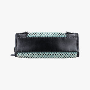 Pre-owned Balenciaga Classic City Black Raffia x Leather  shoulderbag | stylenewstar